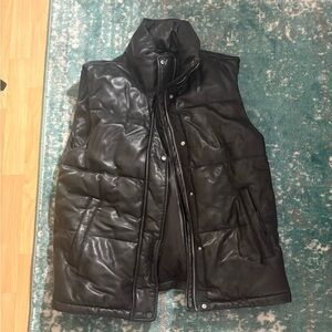 Abercrombie & Fitch Vegan Leather Black Puffer Vest NWT Medium